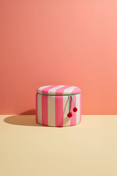 Pouffe cylinder with storage pink