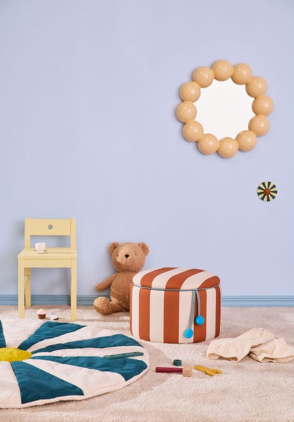 Pouffe cylinder with storage brown